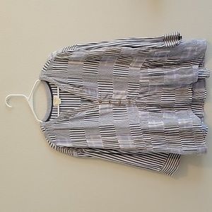 Size M blue/white patchwork Maeve by Anthropologie top